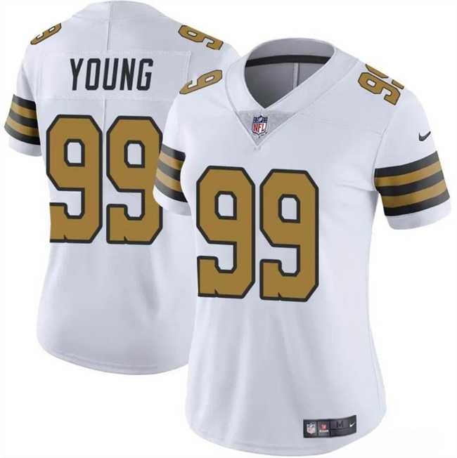 Womens New Orleans Saints #99 Chase Young White Color Rush Vapor Stitched Game Jersey Dzhi